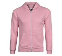 (Baby Pink - No Cord, UK 11 - 12 Years) Kids Plain Zip Up Hoodie Without Cord Sweatshirt