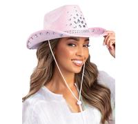 Smiffys Baby Pink Rhinestone Cowboy Hat, Cowboys and Indians Fancy Dress, Western Dress Up Hats