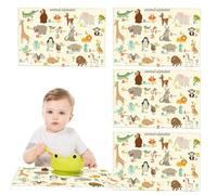 Baby Placemat, 4X Cute Animal Toddler Placemats, Baby Restaurant Placemat, Baby Eating Mat, Toddler Table Mat for Boys and Girls Baby
