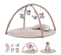 Baby Play Gym 0-12 Months, Baby Activity Mat with Pillow and Sensory Hanging Toys, Early Development Baby Mats for Floor Play 0-6 Months