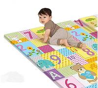 Baby Play Gym, Foldable Foam Floor Tiles for Crawling & Tummy Time, Portable Waterproof Padding for Nursery, Indoor Outdoor Use with Carry Bag, 180x100cm (B)