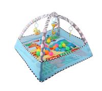Baby Play Gym with Ball Pit, 2-in-1 Activity Mat with Hanging Toys, 79 x 79 cm, Blue