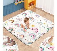 Baby Play Mat, 1-Inch Thick Foam 50" X 50" Playpen Mat,Waterproof & Non - Slip Playmat for Baby Play on Floor, Wipe - Clean, Ideal for Infants, Toddlers & Kids' Crawling and Tummy Time(Rainbow)