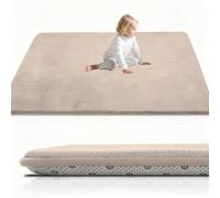 Baby Play Mat 2CM Thick Crawling Mat for Baby Non-slip, High-Density Baby Play Mats for Babies and Toddlers, 60 x 160 cm Light Brown Coral Velvet Area Rugs, Nursery Rugs Crawling Carpet for Floor