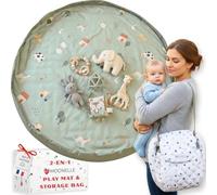 Baby Play Mat 2in1 Toy Storage Nappy Bag Cotton 130cm Farm Animals Moonelle | Transformable into Toy Storage Bag & Changing Bag, Thick Washable Cotton, Newborn Gift Girl Boy