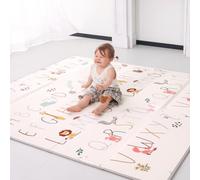 Baby Play Mat 71x79 Inch, 2 in 1 Fabric & XPE Dual-Sided Design Foldable Play Mats for Babies and Toddlers, Waterproof & Anti-Slip Baby Mat for Floor, Portable Baby Foam Crawling Mat with Travel Bag