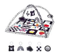 Baby Play Mat, Baby Gym Play Mat for Babies 0-6 Months Infant Tummy Time Mat Activity Gym, Black & White Baby Gymini Playmat, Foldable Nursery PlayMats, Newborn Baby Toddlers Toys Gifts