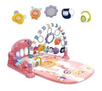 Baby Play Mat Baby Gym with 5 Detachable Activity Toys, Music and Lights, Funny Play Piano Tummy Time Baby Activity Mat, Play Mat Baby for 0-6 9 12 Months Newborn Boys and Girls Gift (Pink)