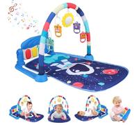 Baby Play Mat, Baby Piano Gym Play Mat with Music and Lights, Upgraded Thicken Design Baby Activity Mat with 5 Infant Sensory Baby Toys, Baby Playmats Floor Gyms Gifts for Newborn Baby 0-12 Months