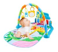 Baby Play Mat, Baby Piano Gym with Music and Lights, Thicken Ba-by Gym Play Ma-t for Age 3+, Activity Mat for Babies with 5 Senses Toys