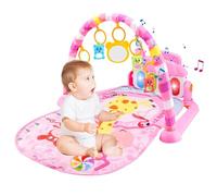 Baby Play Mat, Baby Piano Gym with Music and Lights, Thicken Ba-by Gym Play Ma-t for Age 3+, Activity Mat for Babies with 5 Senses Toys