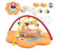 Baby Play Mat, Baby Play Gym Mat with 5 Detachable Toys, Game Arch with Music, for Early Education Develop Motor Cognition, for Baby Aged 0-18 Months (95×95×52 cm)