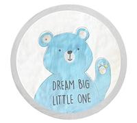 Baby Play Mat Crawling Blanket Round Blue Cream 90 cm Diameter Cute Bear Motif Super Soft Sherpa Surface Reversible Fits in Any Baby Room