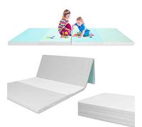 Baby Play Mat, Foldable and Reversible Crawling Mat for Babies and Toddlers, Non-Slip and Waterproof, 210 x 114 x 5 cm, Grey and Turquoise