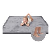 Baby Play Mat for Floor,1.3" Thick Memory Foam Tummy Time,Soft Coral Velvet Nursery Rug,Extra Large Non Slip Crawling Mat for Toddlers,Infants,Kids,Yoga Mat,Tatami Mats for Living Room(Dark Gray)