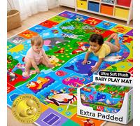 Baby Play Mat for Floor by QUOKKA - ABC Rug For Kids Room Gym Educational Learning Area - Non-Slip Play Mat For Toddlers Babies Playroom - Padded Baby Crawling Mat