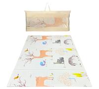 Baby Play Mat for Floor - Foldable Waterproof Foam Playmat for Babies & Toddlers - Large 200x180cm Reversible Non Slip Nursery & Playroom Mat - Safari Animals