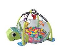 Baby Play Mat with Ball Pit, 3-in-1 Turtle Design Activity Gym, Includes Hanging Toys and Colourful Balls