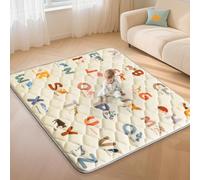 Baby Play Mats for Floor - 65”x50” Playmat for Babies - Foldable Soft Foam Mat for Toddlers - Machine Washable & Non-Slip Thick Play Mat for Picnic Portable - Animals Alphabet Design