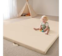 Baby Play Mats, Vegan Leather, 1.5 Inch Extra Thick Foam Toy Mat for Kids Playpen Waterproof Floor Foldable Travel with Bag