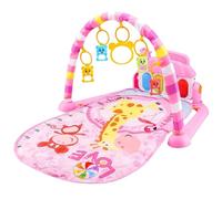 Baby Playmat Cute Kick & Play Piano Baby Play Gym 3D Design Safe Toddler Gym with Musical, Light and Ring Bell Detachable Mat Fun Piano Crawling Mat for Newborn Toddler, No Battery