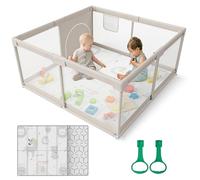 ZEEBABA Baby Playpen with Mat, 47x47inch Playpen, Playpen for Babies and Toddlers, Small Baby Play Pens, Large Playpen for Toddler, Play Yard for Infants with 47" Play Mat, Playard with Gate