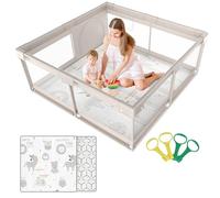 Baby Playpen,Playpen, Playpen for Babies and Toddlers, Play Pen for Kids, Play Pens for Babies and Toddlers for Apartment (59 * 59 inch Grey with mat)