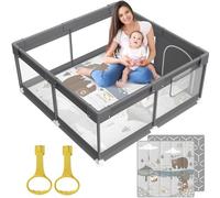 Baby playpen with mat (47 * 47inch playpen with mat-Dark Gray)