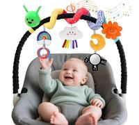 Baby Plush Hanging Musical Toy for 0-6-12 Months, Cloud with Touch - Activated 30-Sound Music Box, Washable, Sun/Rainbow/Moon, Gift for Strollers/Car Seats