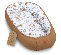 Baby Pod Newborn 90x50 cm - Padded Baby Nest of Cotton & Waffle Fabric - soft breathable Cocoon snug and cosy for Cot Crib Moses Basket Pram Nursery and Travel Deer Brown