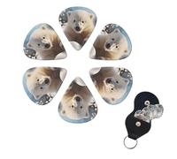 Baby Polar Bear Guitar Picks Set of 6 with Storage Box Organizer for Personalized Guitars for Men Women Guitar Accessories Ukulele for