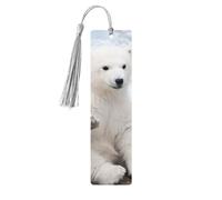 Baby Polar Bear Print 5pcs Wooden Bookmarks with Tassels, Reading Page Markers Book Marks, Gifts for Men Women