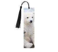 Baby Polar Bear Print 5pcs Wooden Bookmarks with Tassels, Reading Page Markers Book Marks, Gifts for Men Women