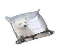 Baby Polar Bear Print Leather Valet Tray For Women,Travel Organizer, Trinket Jewelry Cosmetic Organizer Tray
