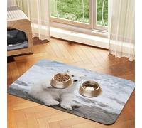 Baby Polar Bear print PU Leather Feeding Mat for Dogs Cats Pet Food Mat Absorbent Non-Slip Rubber Bottom