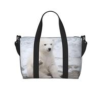 Baby Polar Bear Print Travel Duffle Bag Lightweight Weekend Bag Travel Bag Holdall with Adjustable Strap for Weekend Trips Gym Travel Daily Use