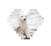 Baby Polar Bear Printed Jigsaw Puzzle 10.8x12.8 CM, Heart-Shaped Puzzle Challenging Game for Adults, Fun Decorative Wall Decor