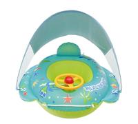 Baby Pool Float - Baby Pool Float With Canopy | Swimming Floats | Safety Sun Protection Inflatable Cartoon PVC Padded Bath Seat Steering Wheel Toy For 1-4 Years Old Girl Beach River Lake Boat