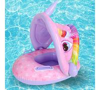 Baby Pool Float, Children's Swimming Ring, Inflatable Baby Swim Float with Removable Sun Canopy Safety Seat, Inflatable Swimming Floats,Summer Water Toys for Infant Kids (A)