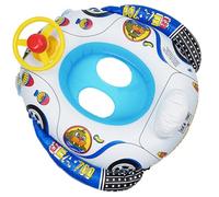 Baby Pool Float, Inflatable PVC Infant Pool Float, Police Car Herd Toddler Floaties with Steering Wheel for Kids Age 0-3 Infant Toddler Floaties Baby Floatie
