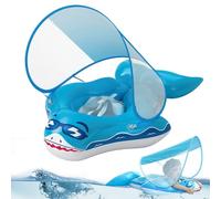 Baby Pool Float | Portable Skin-Friendly Baby Swim Float | UV Protection Shade Ring in Fun Shark Shape for Toddler Boy Toys Play Swimming Beach Outdoor Backyard
