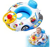 Baby Pool Float, Swimming Float Pool Seat Boat, Car Baby Floatie with Steering Wheel and Backrest, for Babies Kids Summer Pool Beach Water Toy for Girls Boys 1-5 Years