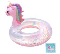 Baby Pool Float, Toddler Swimming Float with Sparkling Rainbow Design, Inflatable Unicorn for Pool and Beach Activities, Swimming Floats for Children Aged 4-9 Years, Dimensions 57x51x25 cm