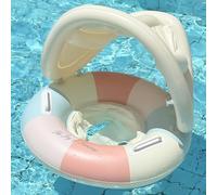 Baby Pool Float with Canopy, Baby Swimming Float with Seat & Handle, Inflatable Swimming Ring, Pool Toys for Toddlers Age 1-3, Portable Design for Outdoor and Indoor Use, Color