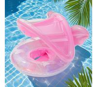 Baby Pool Float With Canopy, Sun Protection Pool Baby Float, Inflatable Baby Swimming Ring With Removable SunProtection Shade, UPF 50+ Sun Protection Roof & Toy For 6-36 Months