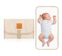 Baby Portable Changing Mat, Waterproof Travel Nappy Change Mats, Foldable Newborn Diaper Pad for Changing Pads Home,Outside (Beige)