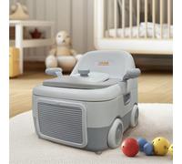 Baby Potty Toilet Potty Training Seat with Handles/Foot Stool/High Back Support, Foldable Portable Potty Chair with Night Light Guard Handle Soft Cushion for Kids Aged 6 Months to 6 Years Old (White)