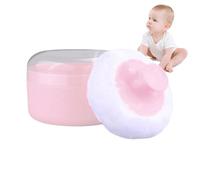 Baby Powder Puff and Container - Cotton Velvet Applicator Holder, Non-Linting Dusting Puff Case | Powder Case Box For Nursery, Bath Time, Travel, Home, Nursing, Daycare, New Parents
