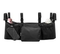 Baby Pram Organiser Bag, Oxford Cloth Double Newborn Stroller Bag with 2 Insulated Pockets, Foldable Toddler Pushchair Storage Bags with Phone Pouch and Front Pocket for Holding Bottle Snack Toy