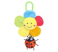 Baby Pram Pushchair Toys for Newborn 0-6 Months,Plush Flower Hanging Rattle Toys,High Contrast Sensory Educational Toy for Early Enlightenment,Clip-On Pull Toy for Car Seat,Stroller and Crib (Beetle)